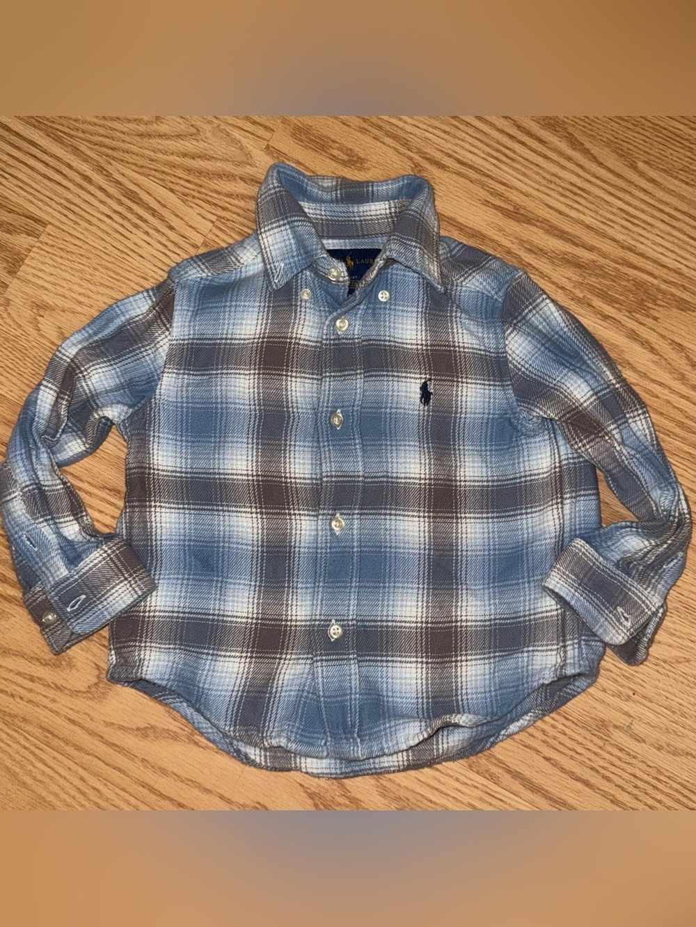 Ralph Lauren Blue and Brown Plaid Button-Down Shirt - Kids